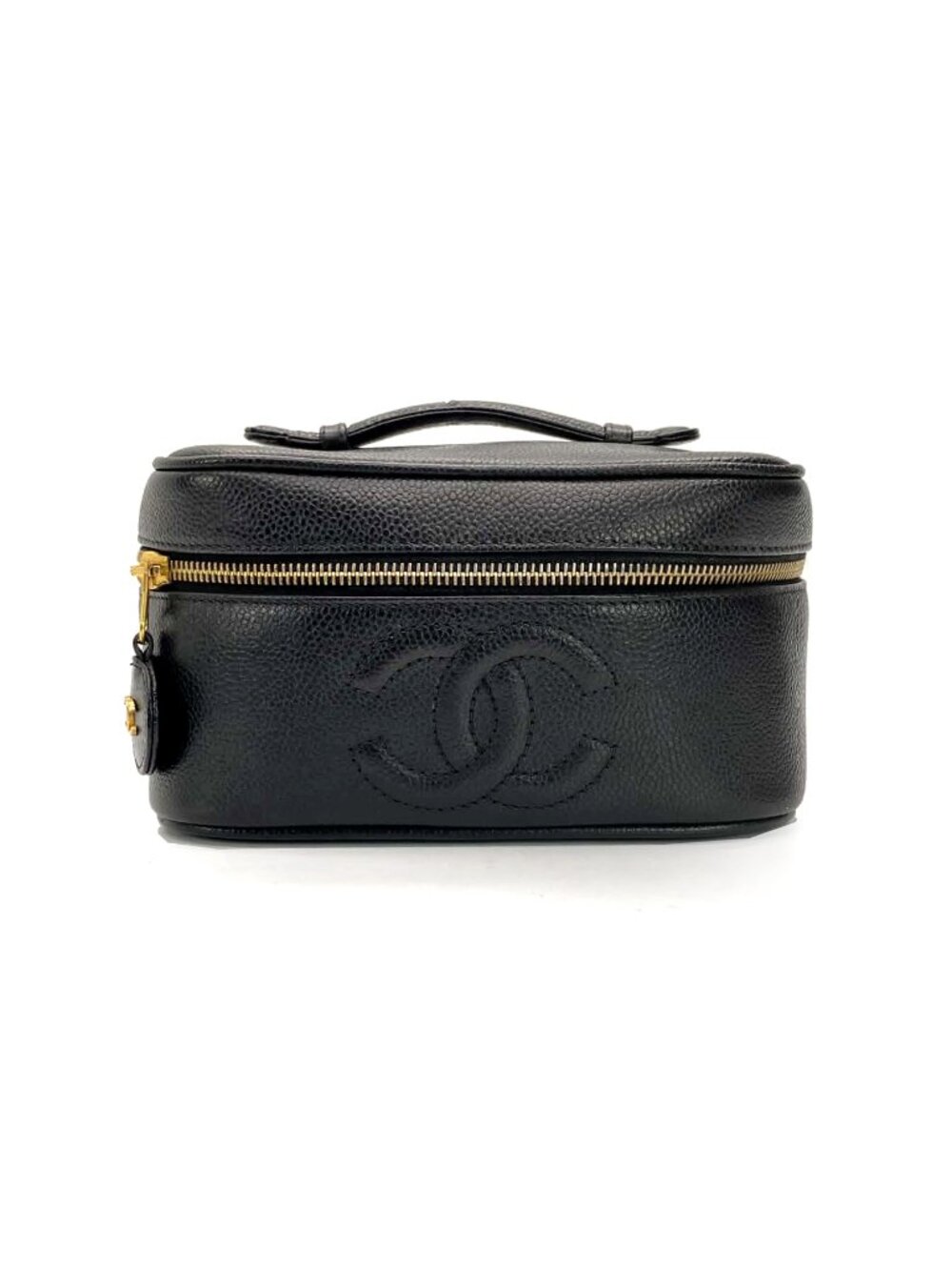 Chanel vanity case - caviar leather - black Very good condition.